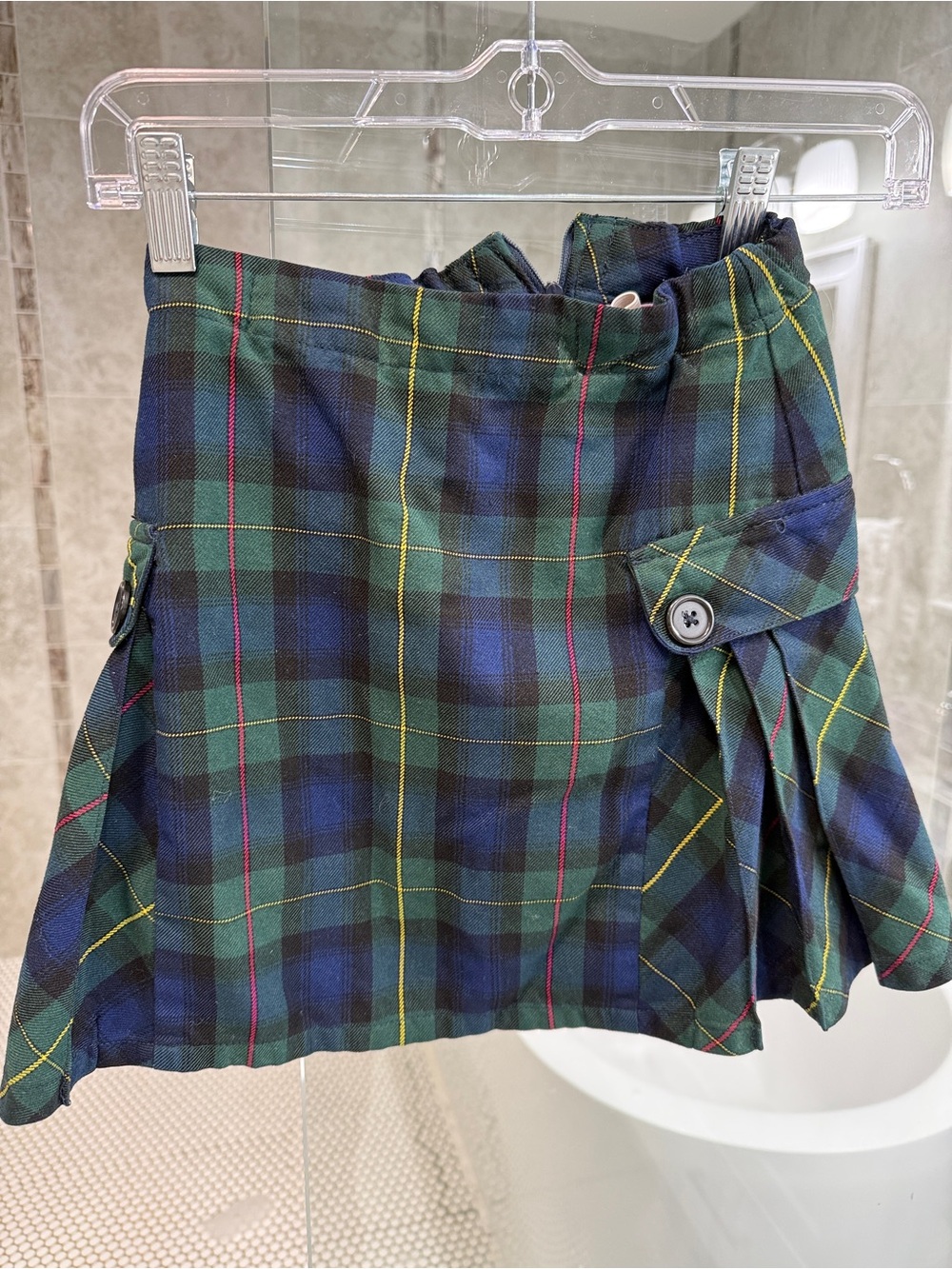 Lands End Plaid Pleated Mini Skort in Green and Navy - size 10 slim